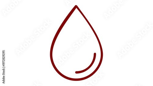 Minimalist dark red blood drop vector icon illustration for medical healthcare, blood donation, and laboratory testing. Scalable flat line art graphic for hospital and clinic design projects.