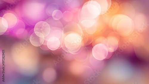 Soft Bokeh Lights Abstract Background with Pink Purple and Orange Hues.