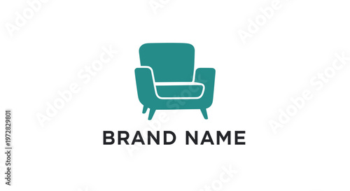 Modern teal armchair logo with brand name space
