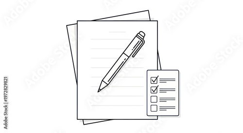 Checklist with pen and lined paper