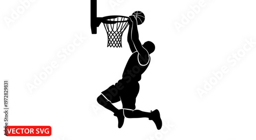 Basketball Player Dunking Silhouette - Dynamic Sports Action
