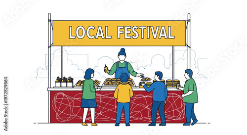 People enjoying delicious food at a vibrant local festival