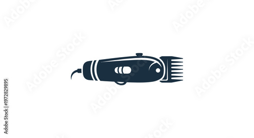 Electric Hair Clipper Icon Silhouette - Barber Tool, Grooming Equipment