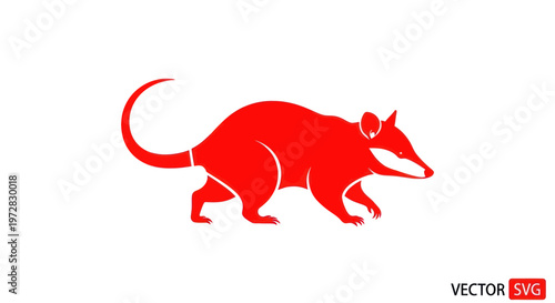 Red Opossum Silhouette Vector Illustration