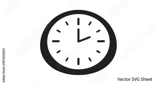 Simple Clock Face Vector Icon, Time Symbol, Minimalist Design