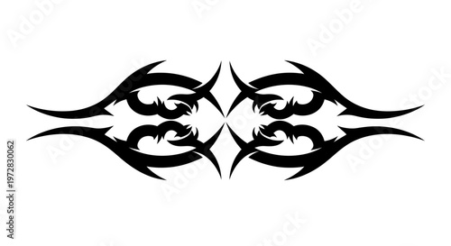 Tribal Tattoo Design Element - Abstract Black Swirls and Sharp Edges