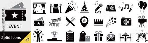 ベクターのイベントに関するシルエットアイコンセット
