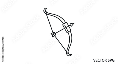 Archer's Bow and Arrow Icon, Silhouette, Vector Graphic