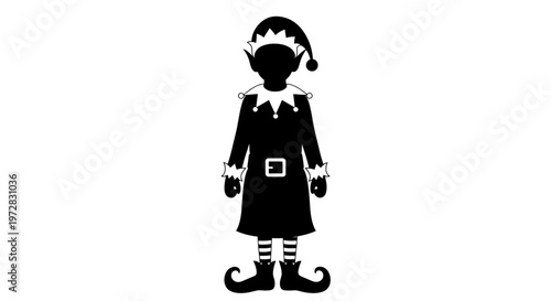 Christmas Elf Silhouette - Festive Character Icon