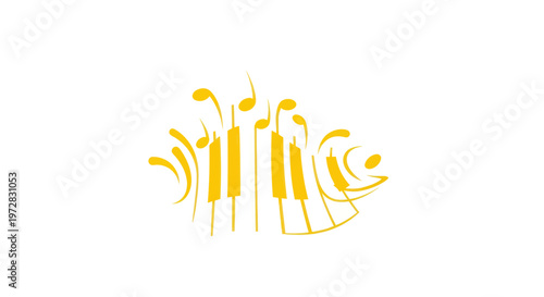 Creative Musical Fish Design with Piano Keys and Notes