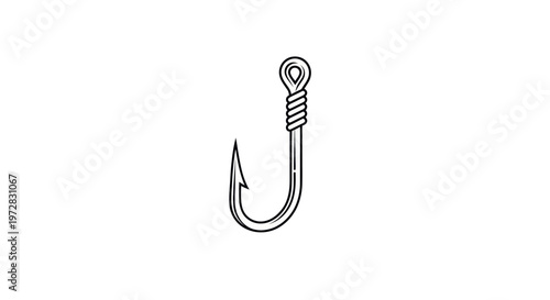 Fishing Hook Icon Vector Art - Simple Fishing Tackle Illustration