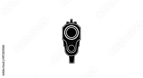 Front View of a Black Handgun Silhouette, Danger Concept