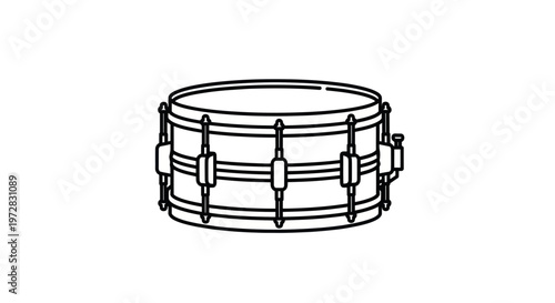 Snare Drum Outline Icon Vector Illustration, Minimalist Music Instrument Design