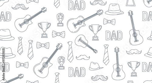 Seamless pattern with icons for Father's Day.