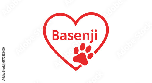 Basenji Dog Heart Paw Print Love Symbol Icon