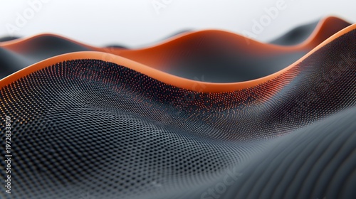 Abstract dark waves featuring soft orange glowing edges create a modern textured background.