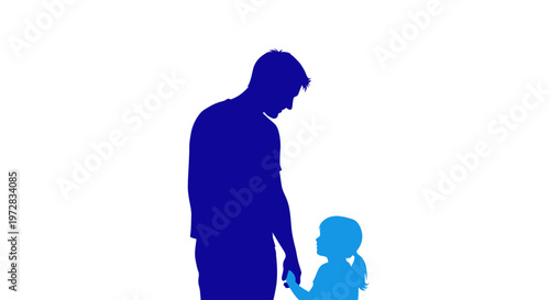 Father and daughter silhouettes holding hands, symbolizing family love and care.