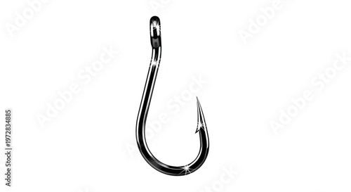 Shiny Metal Fishing Hook Isolated on White Background