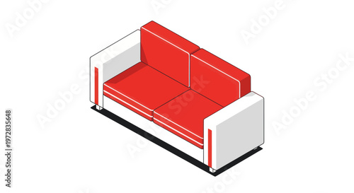 Red and white modern sofa furniture.