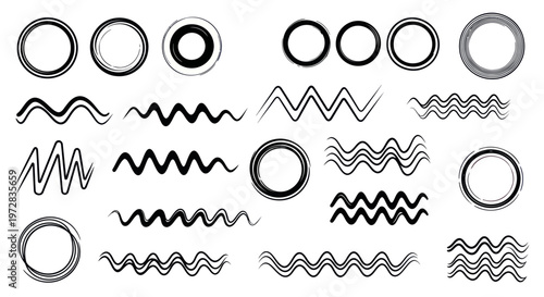 Collection of various wavy line shapes.