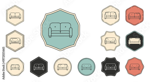 Sofa Furniture Icon Set Design.