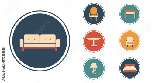 Sofa Furniture Home Decor Illustration.