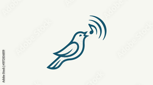 Minimalist Bird Singing Music Note Icon