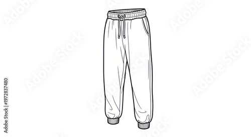 Fashion Sketch of Sweatpants with Drawstring and Pockets