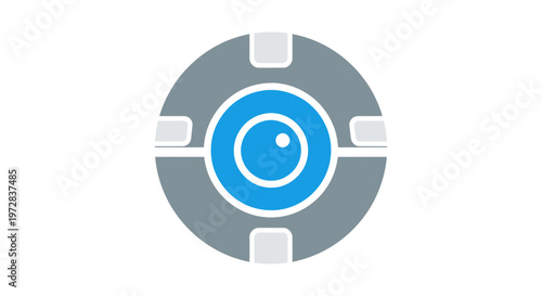 Modern surveillance camera eye icon on white background.