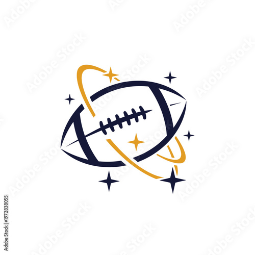 American Football with Swirling Stars and Orbits.