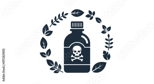 Poison bottle with skull symbol.