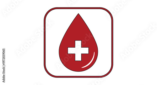 Red Blood Drop Medical Cross Symbol.