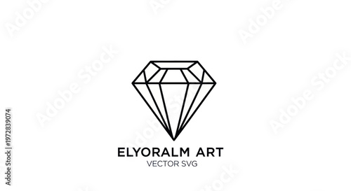 Geometric Diamond Logo - Minimalist Gemstone Icon - Vector Art