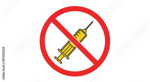 No Vaccination Prohibition Warning Sign Symbol.