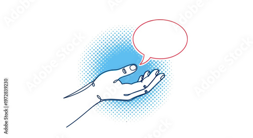 Hand with speech bubble gesture.