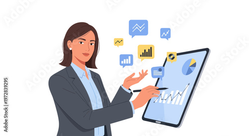 Businesswoman Interacting with Digital Tablet.