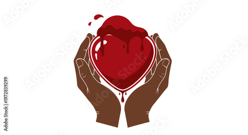 Hands holding a red heart symbol.
