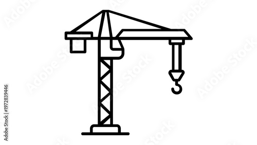 Tower Crane Vector Icon Illustration for Construction Site Projects, Industrial Building Equipment, Minimalist Flat Line Art Design, Scalable AI-Generated Graphic for Architecture and Engineering.