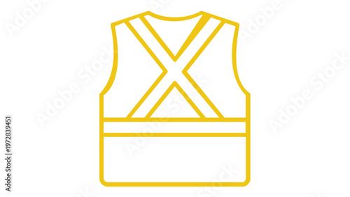 Yellow high-visibility safety vest line icon vector illustration. Minimalist flat design of reflective protective clothing for construction, industrial work, and site safety. Scalable AI-generated.