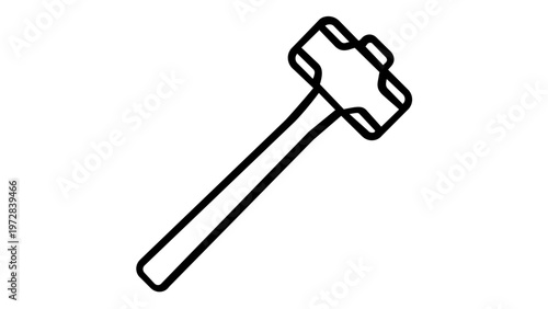 Minimalist sledgehammer line icon vector illustration. Heavy mallet tool for construction, demolition, and DIY renovation projects. Scalable flat design outline for industrial hardware work.