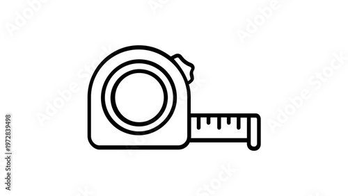 Tape Measure Line Icon Vector Illustration, Minimalist Flat Design of a Measuring Tape Tool for Construction, Carpentry, and DIY Projects, Scalable AI-Generated Graphic for Web and Print.