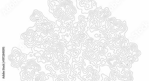 Abstract topographic map pattern with gray contour lines on white background
