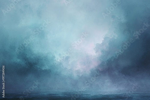 Dramatic Stormy Sky Over Dark Ocean Waves.