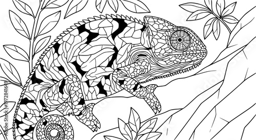 Illustration of a chameleon, representing adaptation and camouflage in nature
