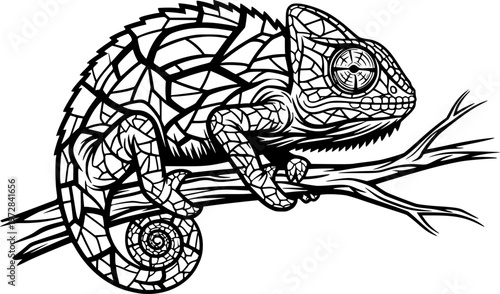 Illustration of a chameleon, representing adaptation and camouflage in nature
