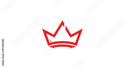 Red Crown Emblem, Royal Symbol, Minimalist Design on White Background