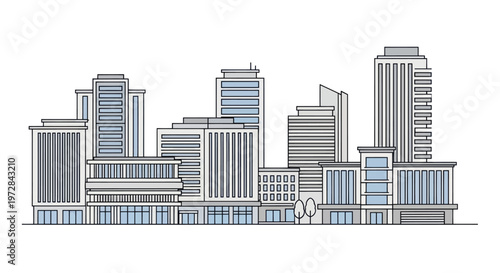 Simplified city skyline vector illustration