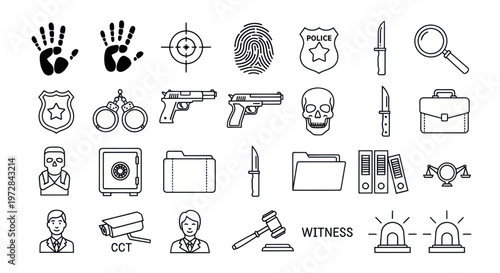 Crime scene investigation icons