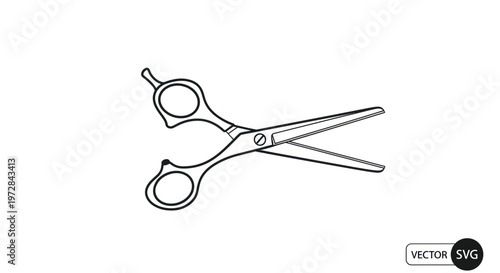 Professional Hairdressing Scissors Open, Isolated on White Background, Vector Illustration