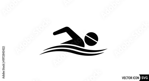 Silhouette of a swimmer in a pool, graphic icon, sport symbol, vector illustration